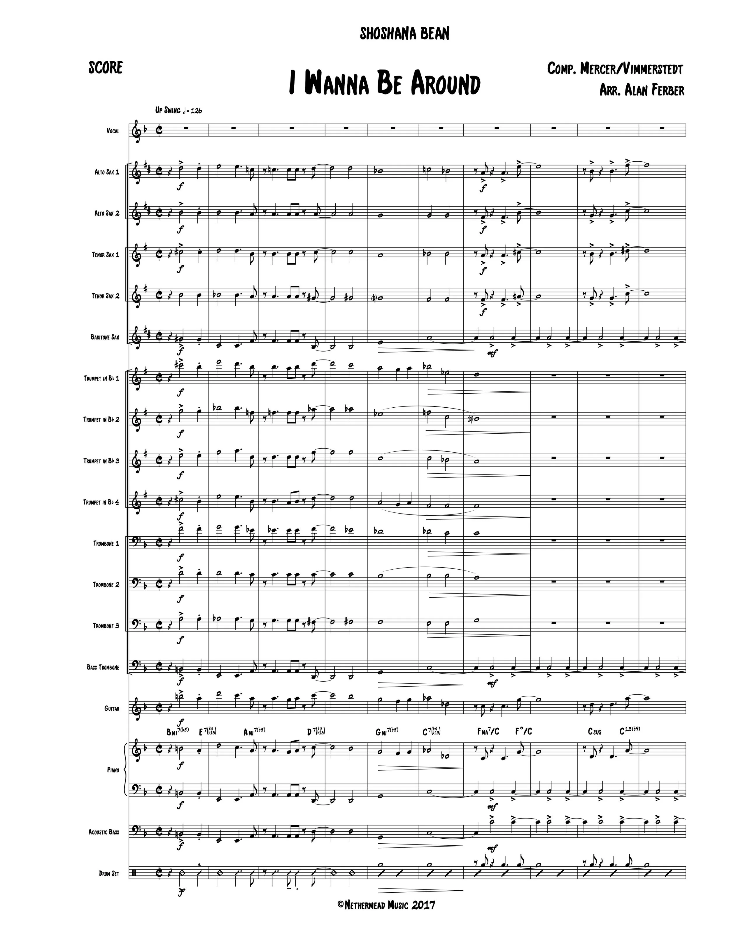 I Wanna Be Around: Score & Parts for Big Band + Vocals — Alan Ferber